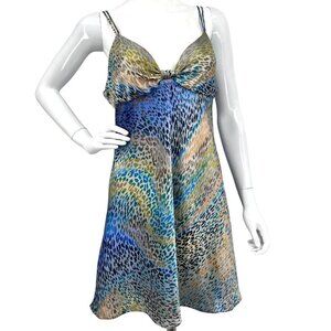 Oscar de la Renta Blue Ombre Leopard Slip Nightie Sexy Vintage‎ Size M
